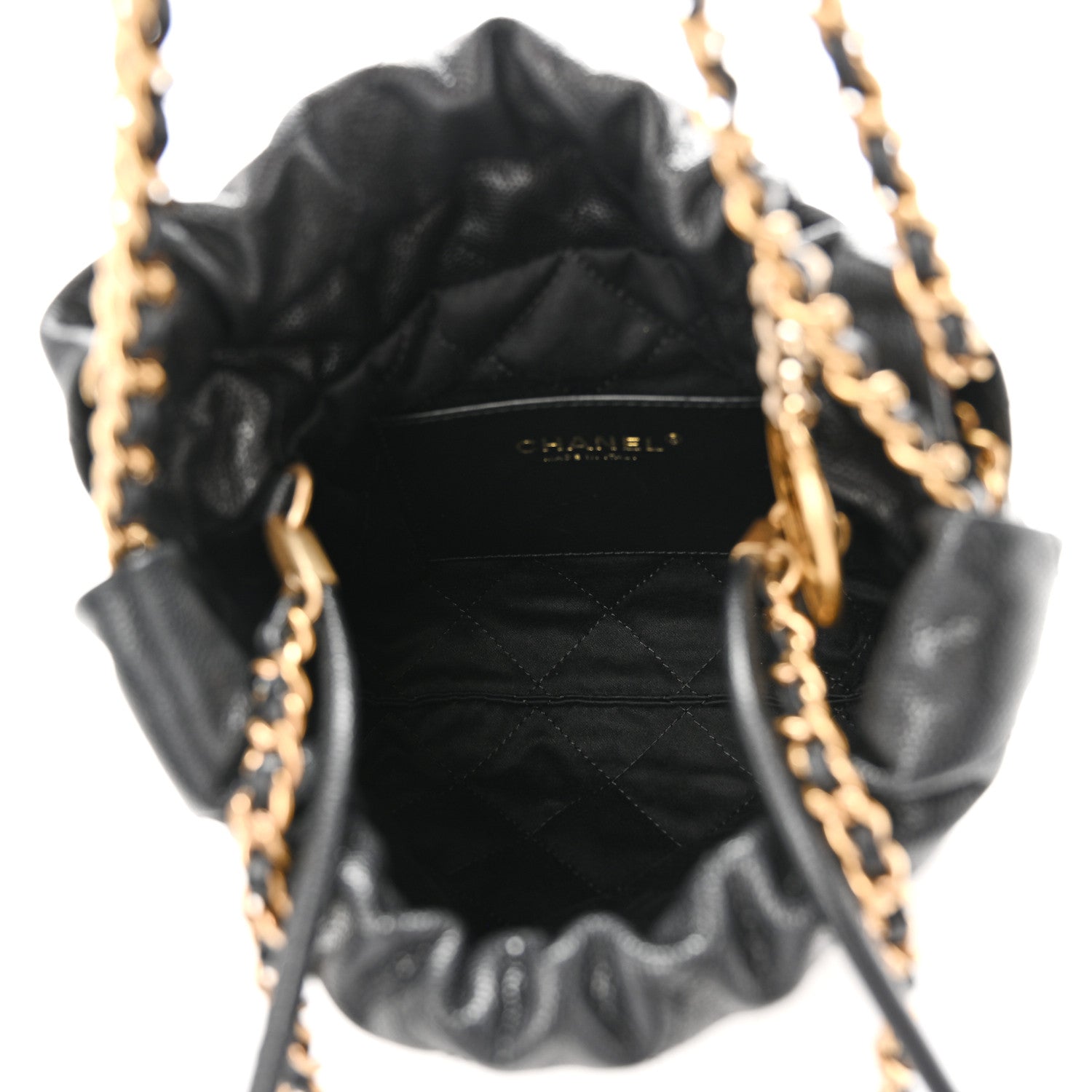 Chanel Shiny Caviar Quilted Monochrome Mini Chanel 22 Black 5 of 11