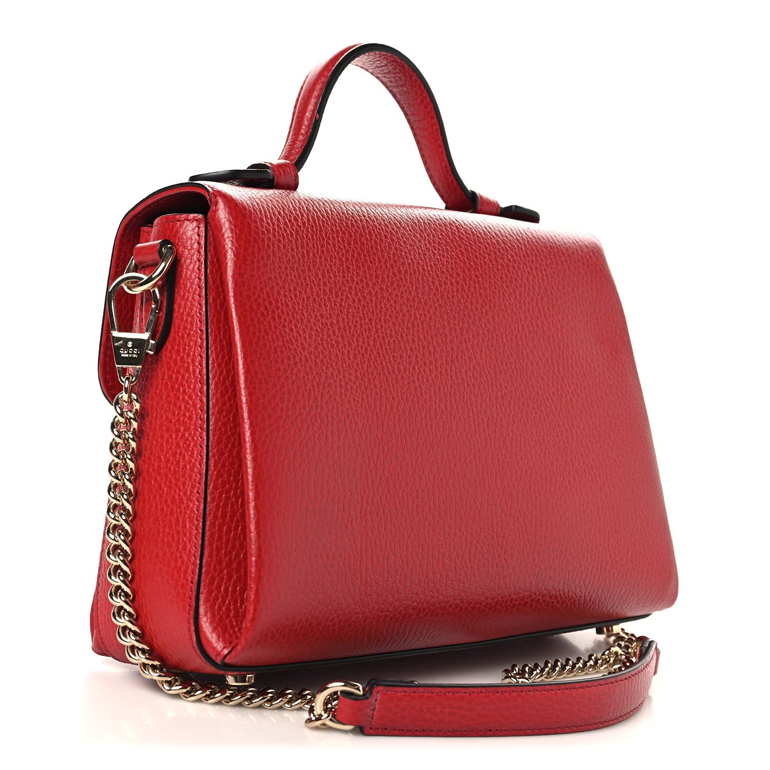 Gucci Dollar Calfskin Interlocking G Top Handle Shoulder Bag Red 3 of 10