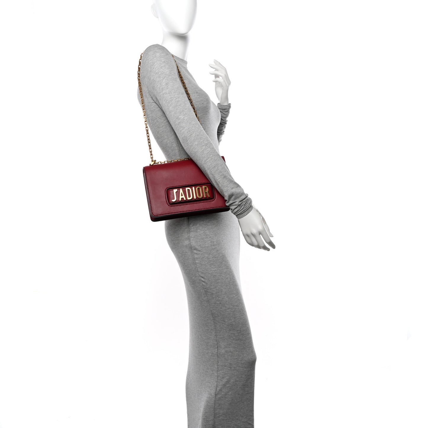 Calfskin J'Adior Chain Flap Bag Red