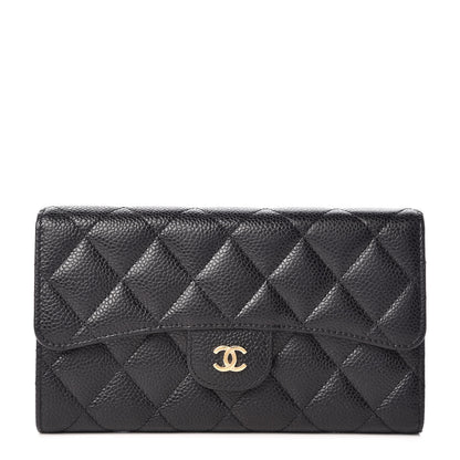 Chanel Caviar Quilted Long Flap Wallet Black 1 of 10
