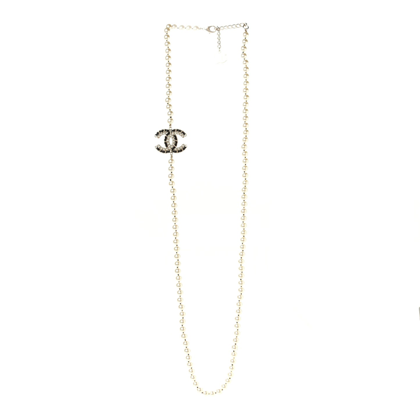 Pearl Lambskin CC Vintage Allure Necklace Gold