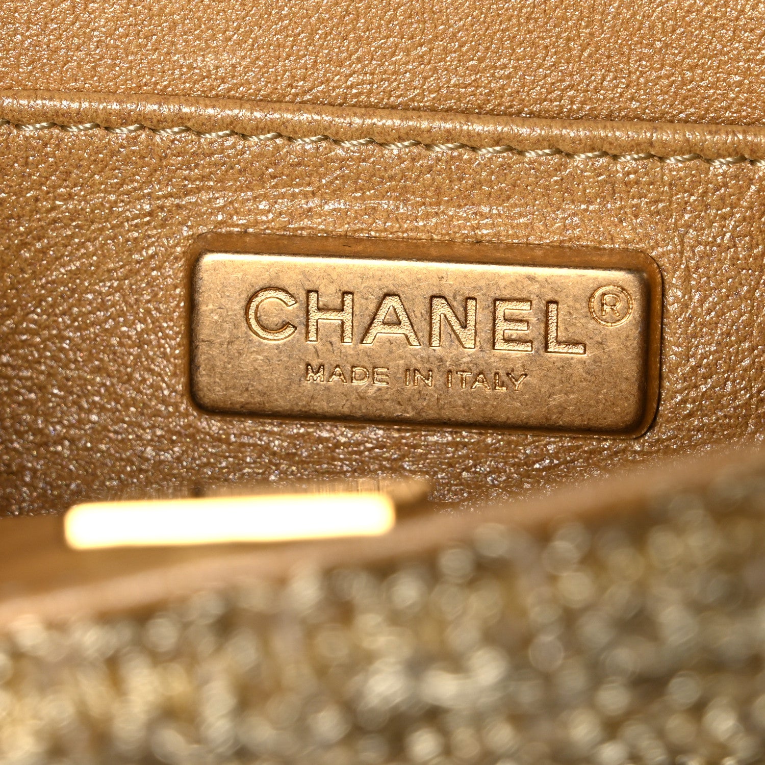 Chanel Metallic Woven Fabric Mini Rectangular Flap Gold 5 of 10