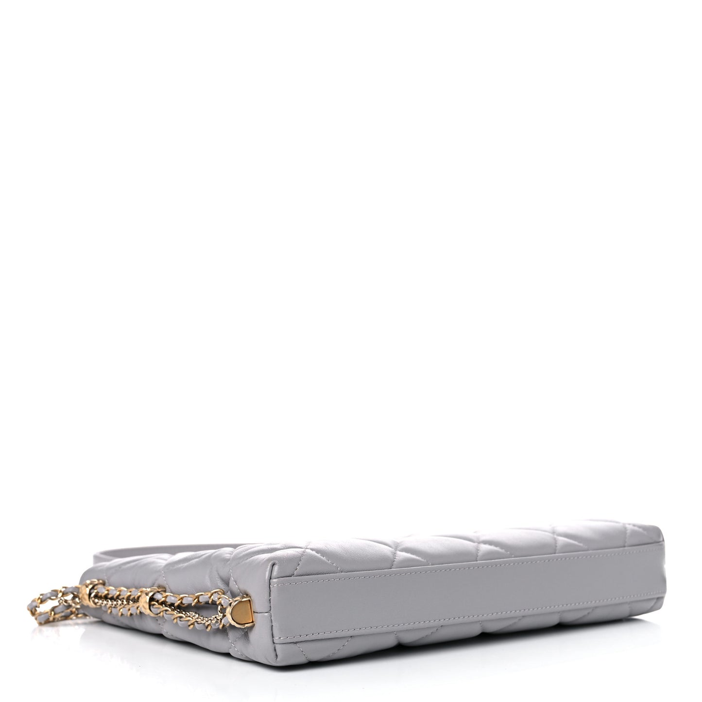 Lambskin Quilted Crush on Chains Hobo Grey