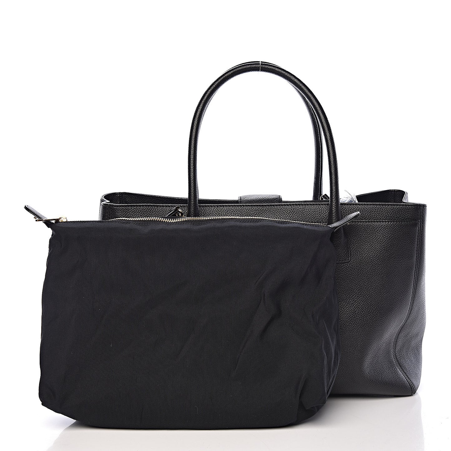 Calfskin Cerf Executive Shopper Tote Black