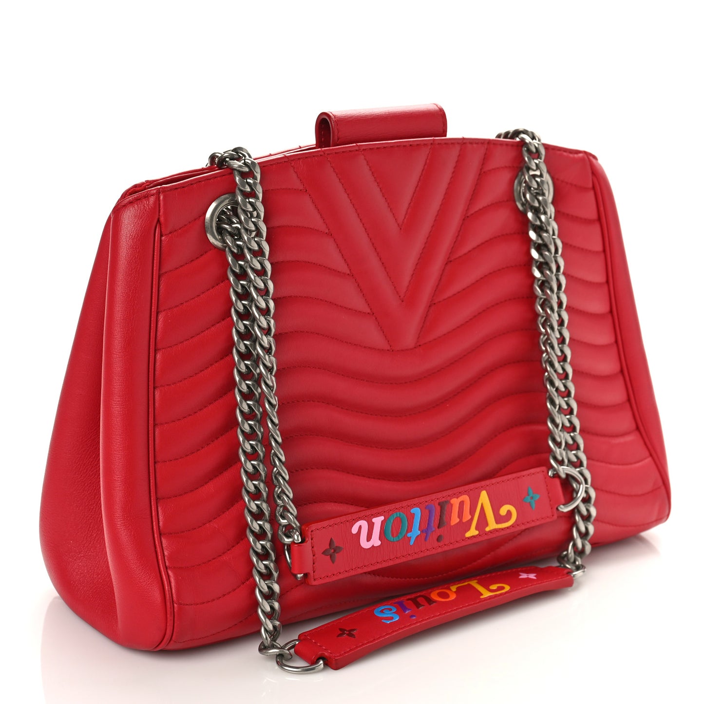 Calfskin New Wave Chain Tote Ecarlate