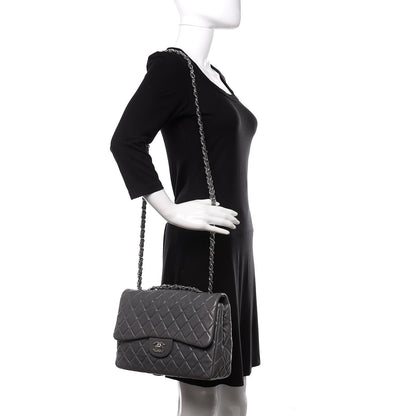 Chanel Lambskin Quilted Jumbo Single Flap Grey 2 of 14
