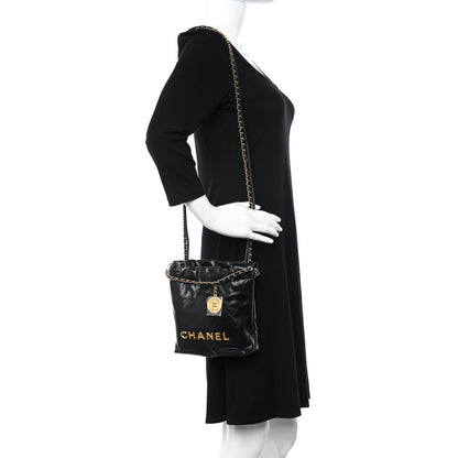 Chanel Shiny Calfskin Quilted Mini Chanel 22 Black 2 of 11