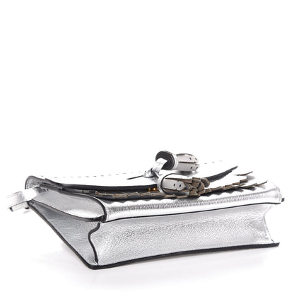 Burberry Metallic Grainy Calfskin Broguing Tassel Small Macken Crossbody Bag Silver 4 of 7