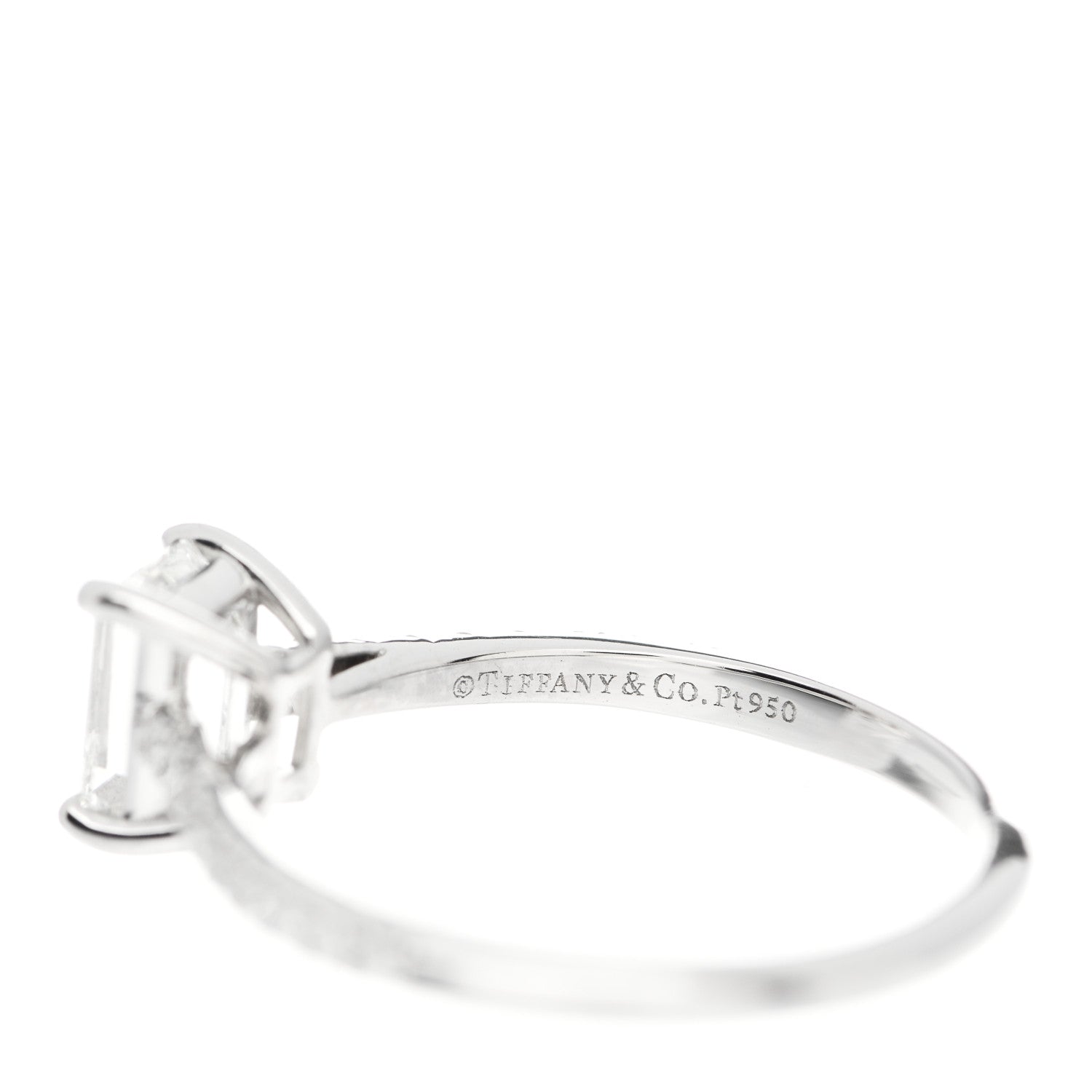 Tiffany Platinum Diamond .81ct Emerald Cut Novo Engagement Ring 54 7 5 of 6