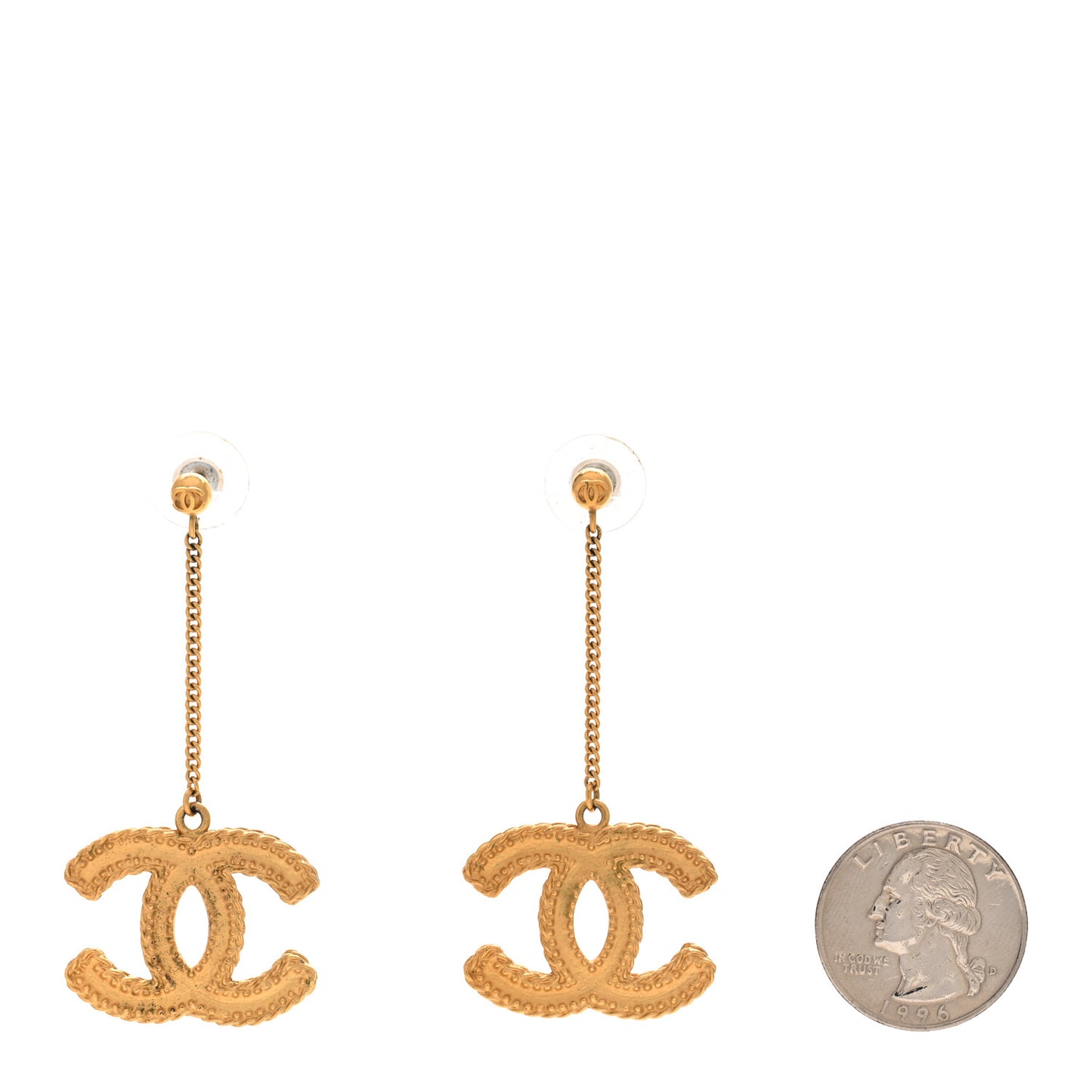 CC Drop Earrings Matte Gold