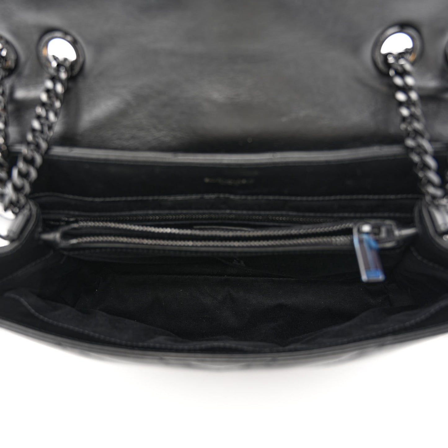 Calfskin Y Quilted Monogram Medium Loulou Chain Satchel Black