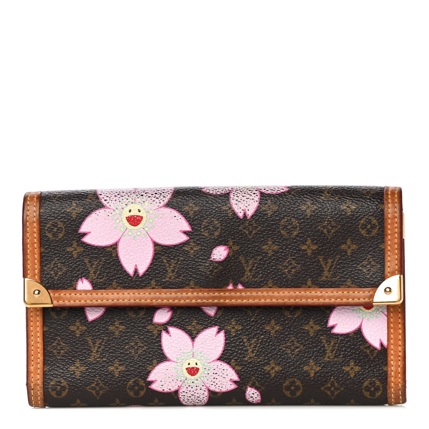 Louis Vuitton Monogram Cherry Blossom Porte Tresor International Wallet Brown 1 of 12