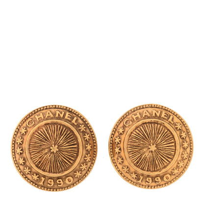 Chanel CC Button Clip On Earrings Gold 1 of 5