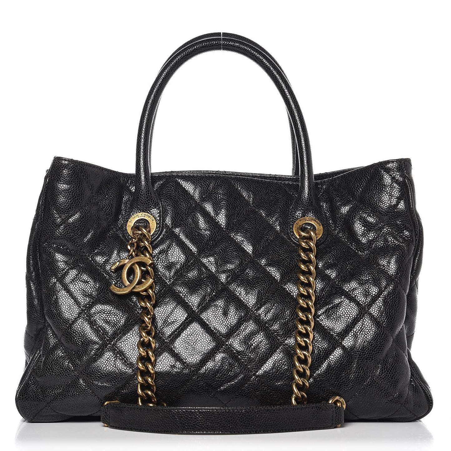 Glazed Caviar Quilted Small Shiva Tote Black