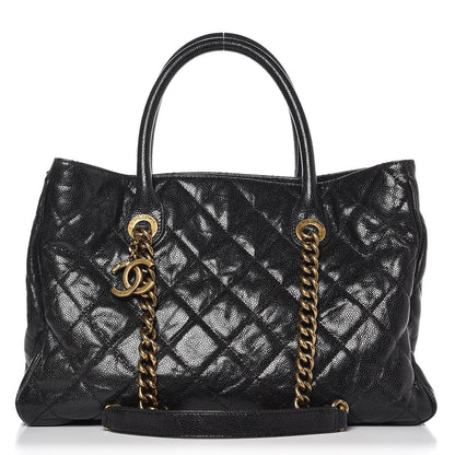 Chanel Glazed Caviar Quilted Small Shiva Tote Black 1 of 11