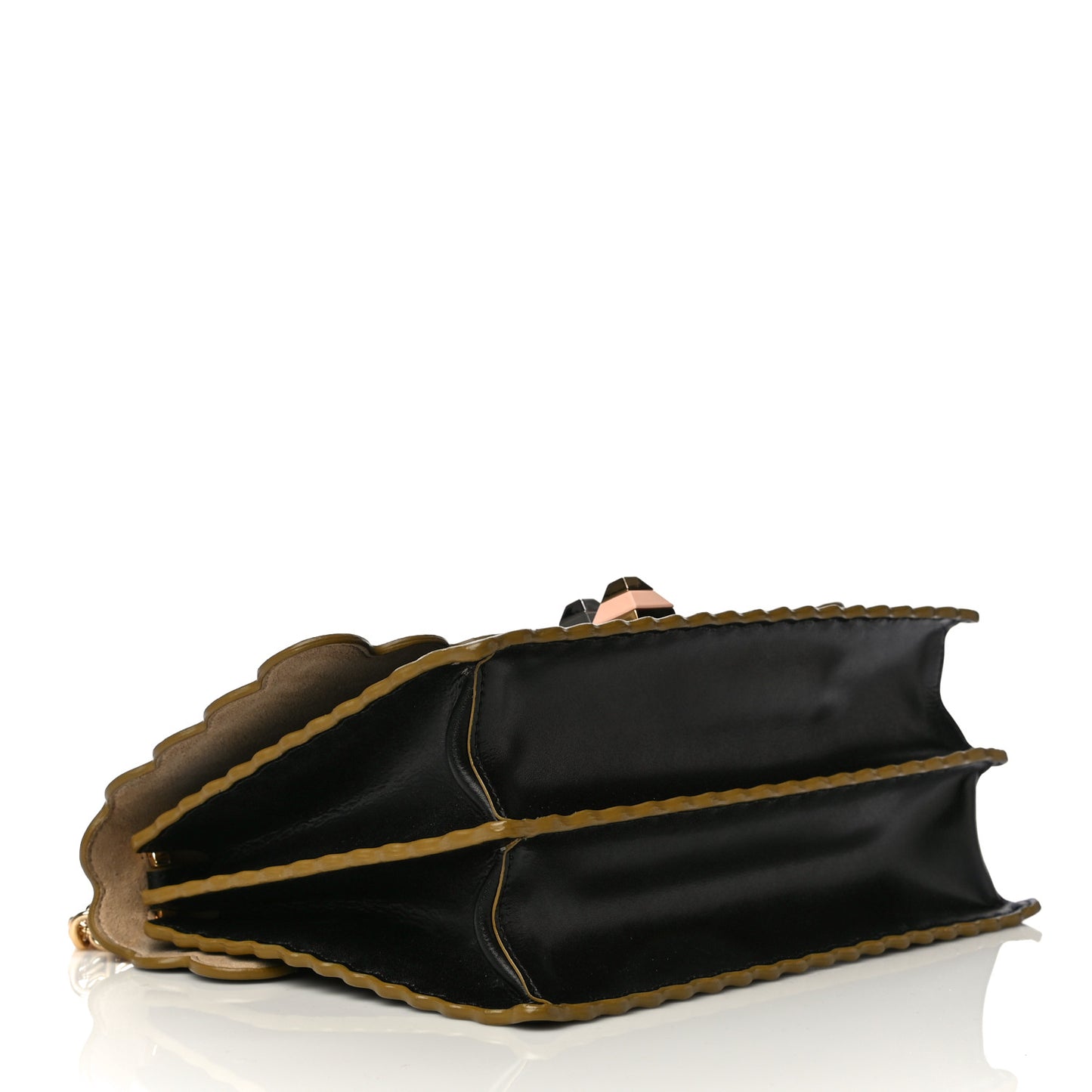 Vitello Liberty Scalloped Studded Kan I Shoulder Bag Black