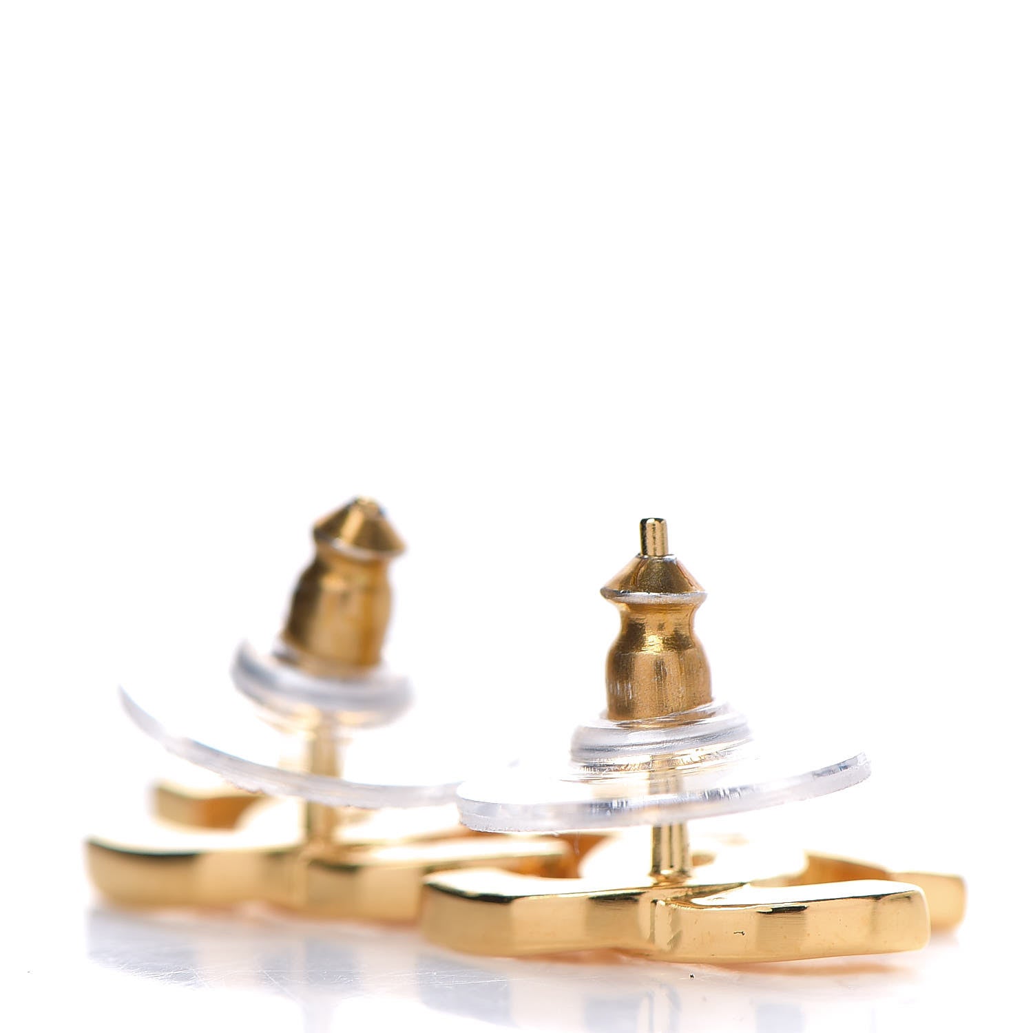 Chanel Metal CC Paris Button Stud Earrings Gold 3 of 3