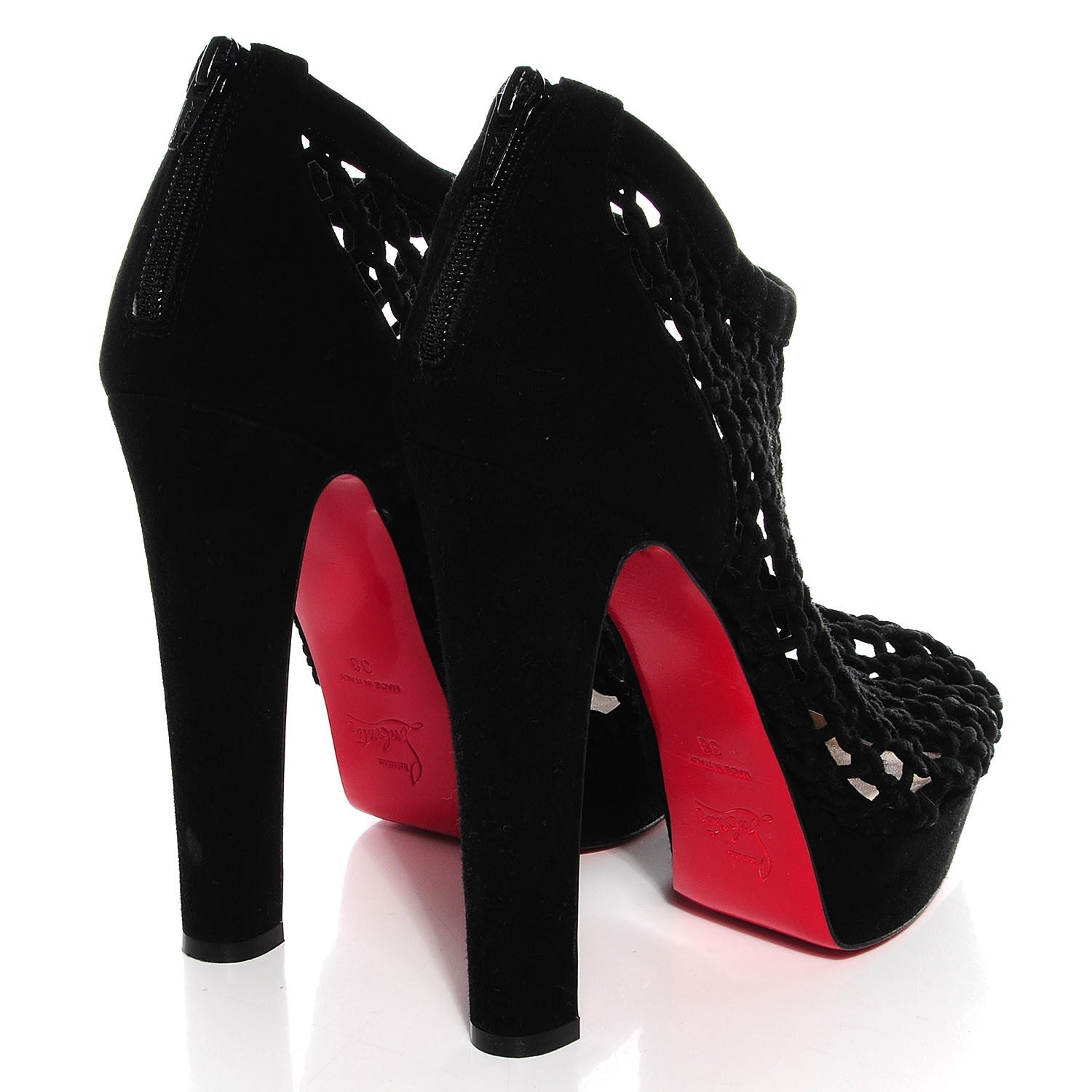 Christian Louboutin Suede Coussin 140 Cage Booties 38 Black 4 of 7