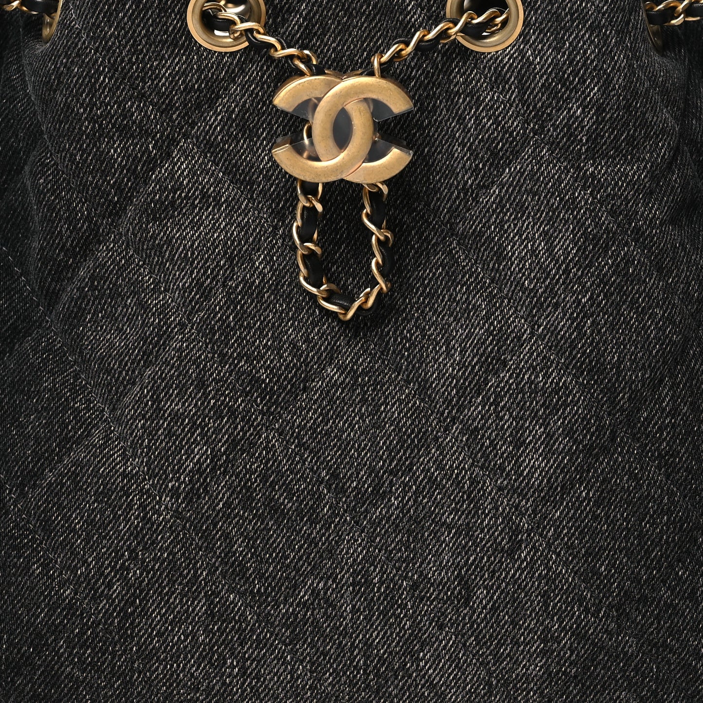 Washed Denim Quilted Small Chanel 25 Handbag Black