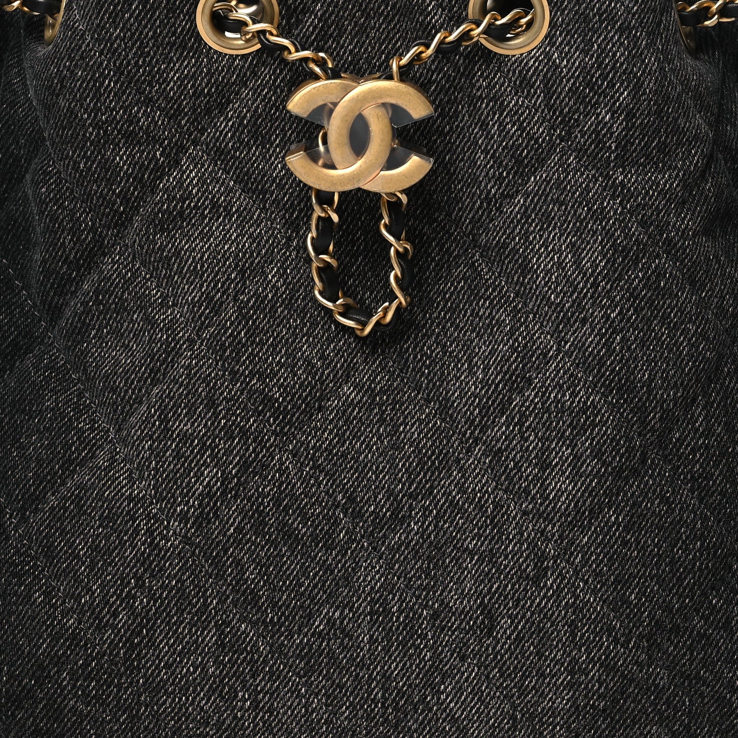 Chanel Washed Denim Quilted Small Chanel 25 Handbag Black 8 of 10