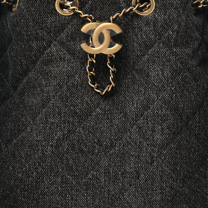 Chanel Washed Denim Quilted Small Chanel 25 Handbag Black 8 of 10