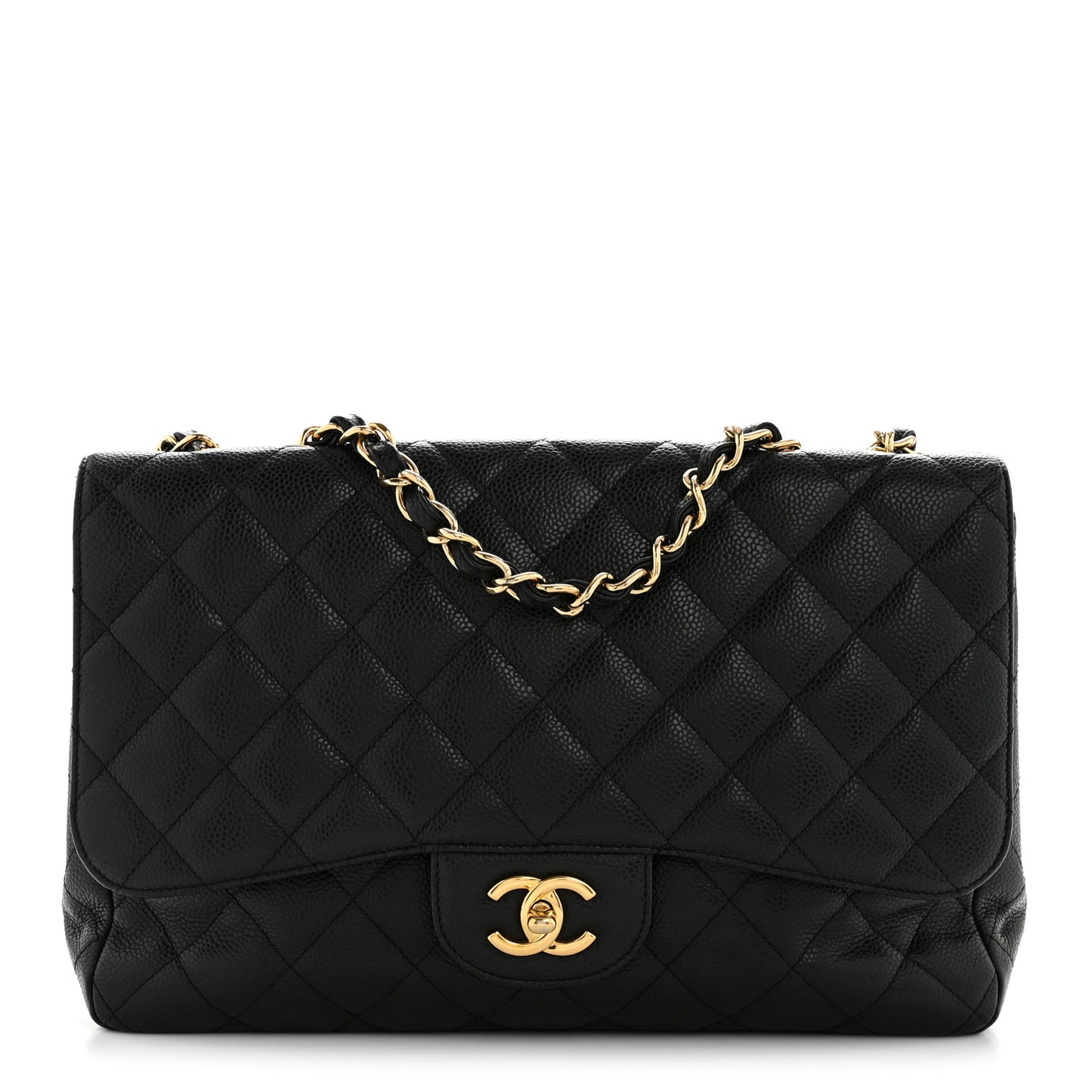 Caviar Quilted Jumbo Single Flap Black