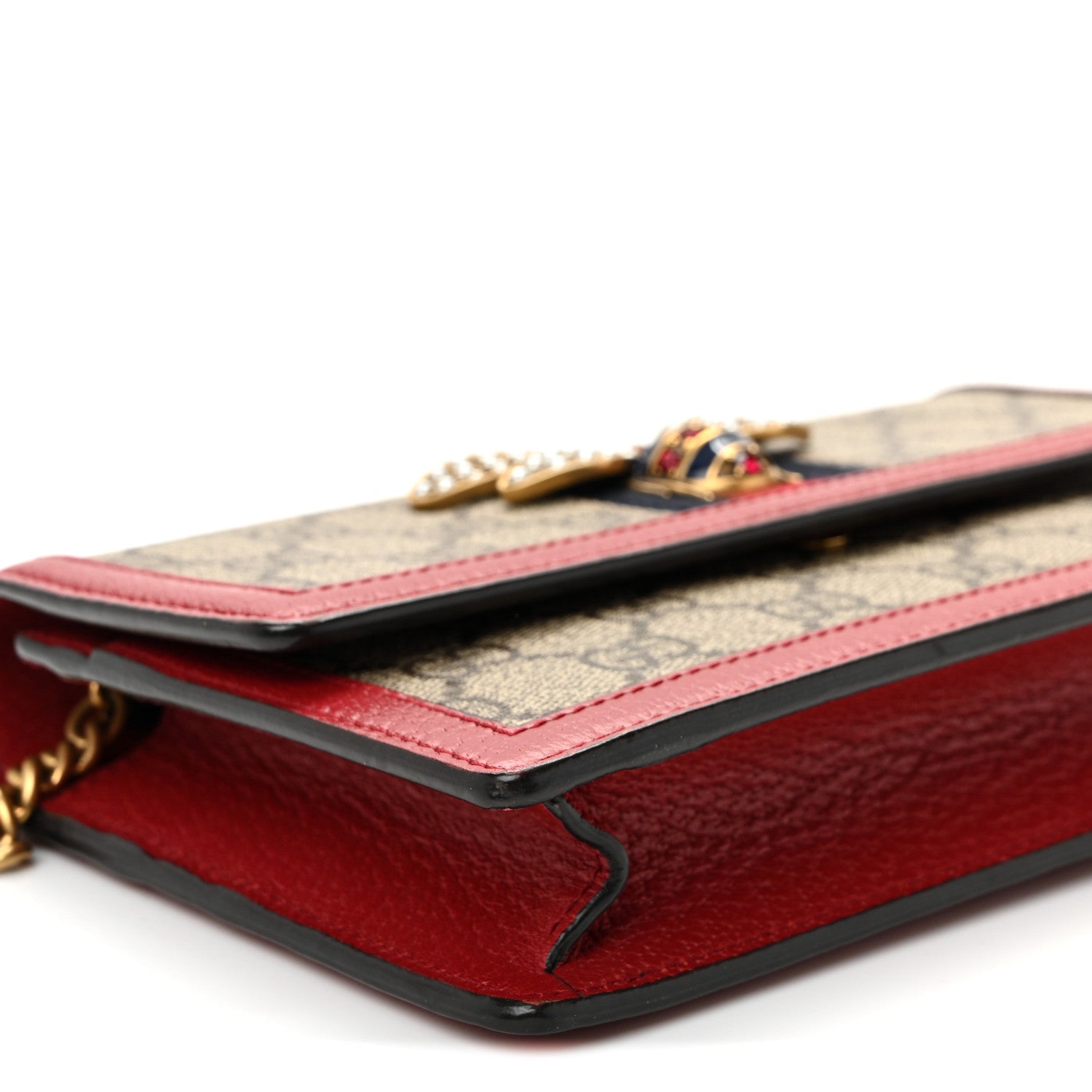Gucci GG Supreme Monogram Web Queen Margaret Chain Wallet Red 4 of 10