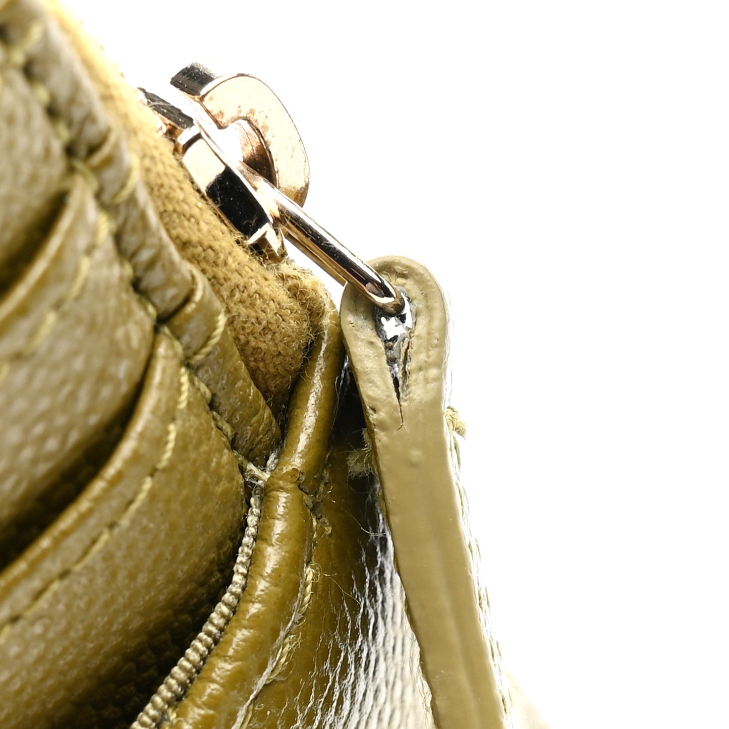 Caviar Quilted Crystal Zip Card Holder Wallet Green