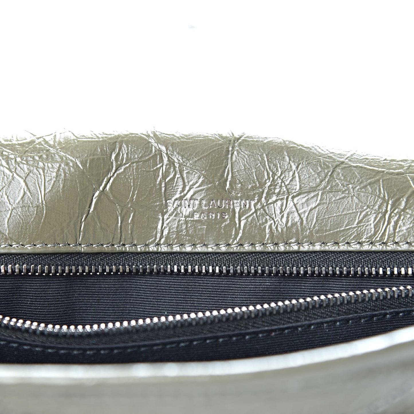Crinkled Calfskin Matelasse Monogram Medium Niki Chain Satchel Military Olive
