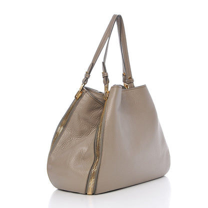 Tom Ford Grained Calfskin Medium Sedgwick Zipper Warm Taupe 6 of 11