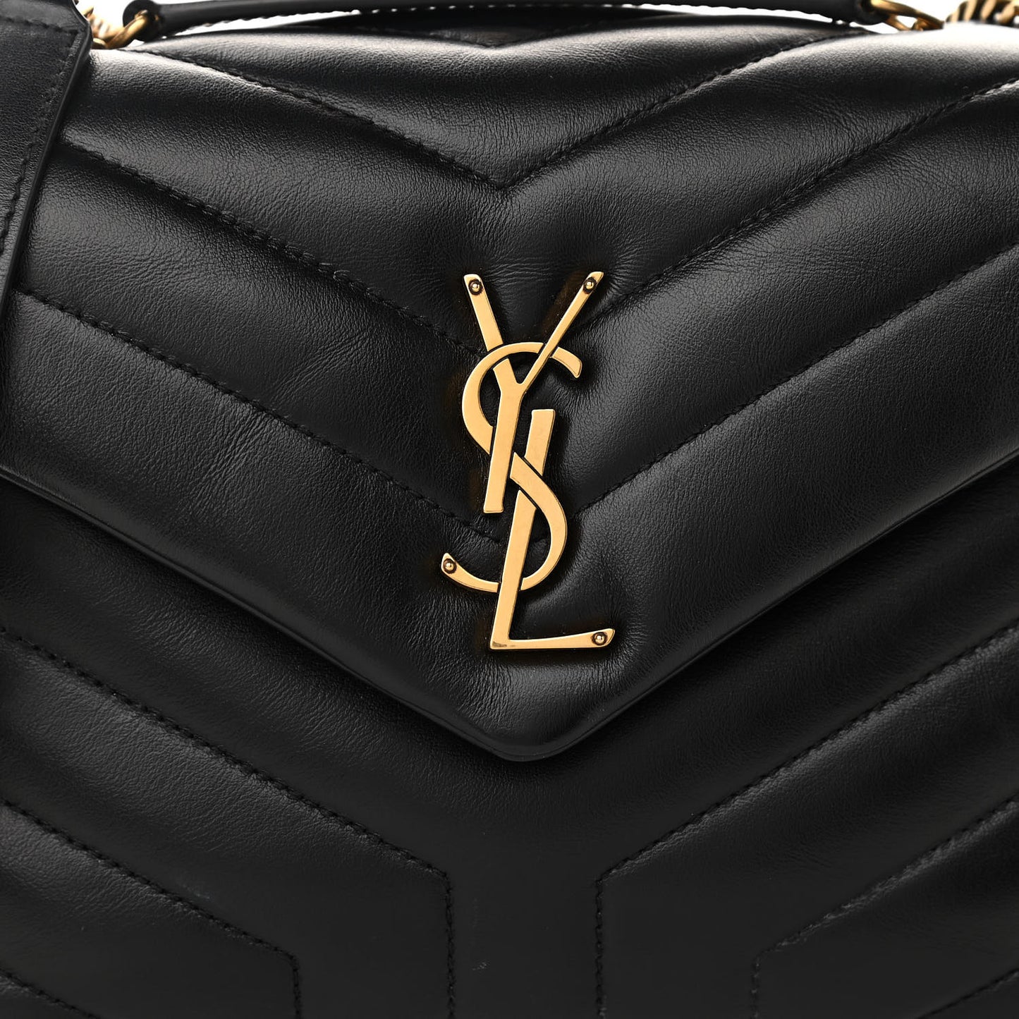 Calfskin Y Quilted Monogram Small Loulou Chain Satchel Black