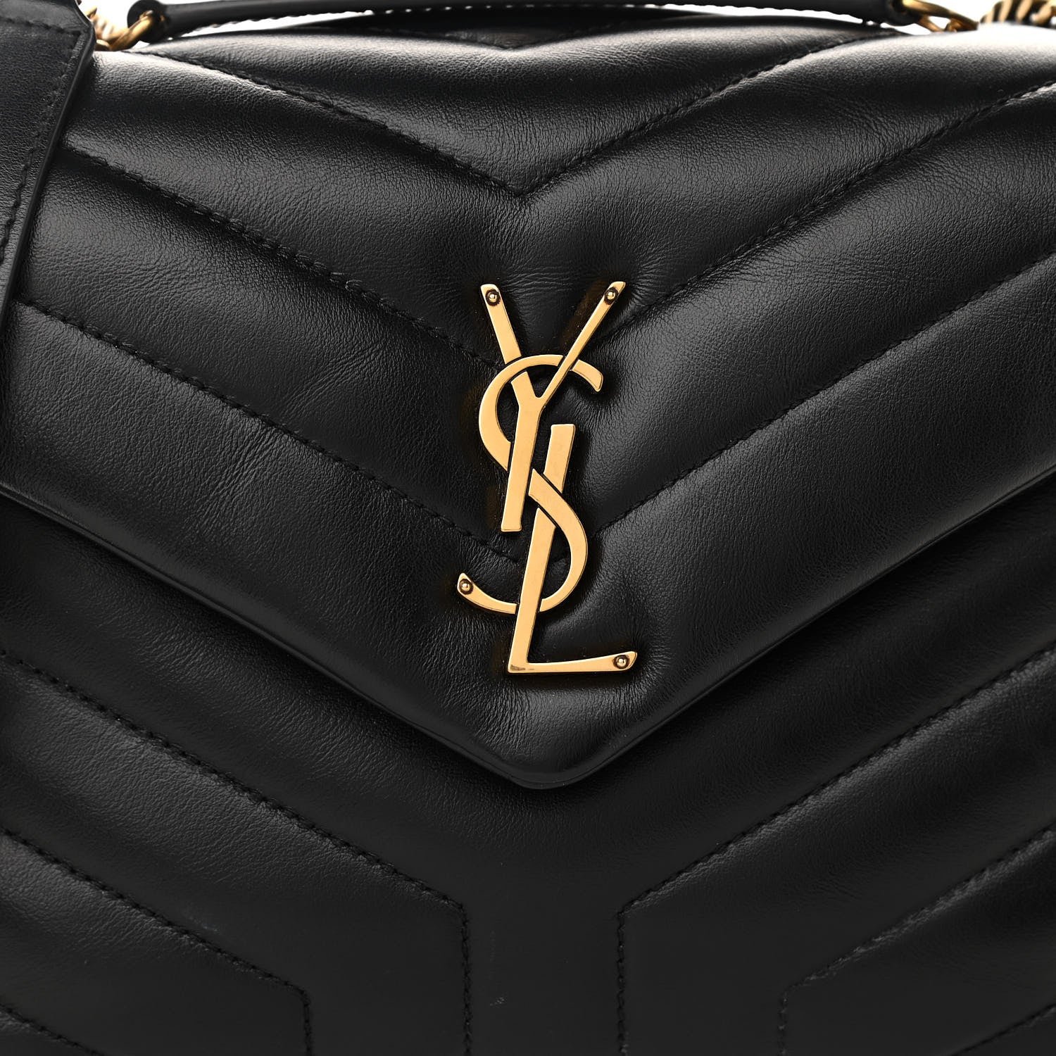 Saint Laurent Calfskin Y Quilted Monogram Small Loulou Chain Satchel Black 8 of 13