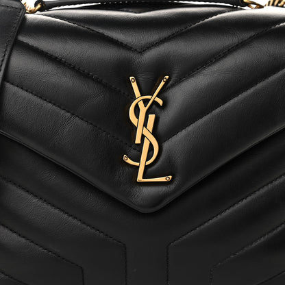 Saint Laurent Calfskin Y Quilted Monogram Small Loulou Chain Satchel Black 8 of 13