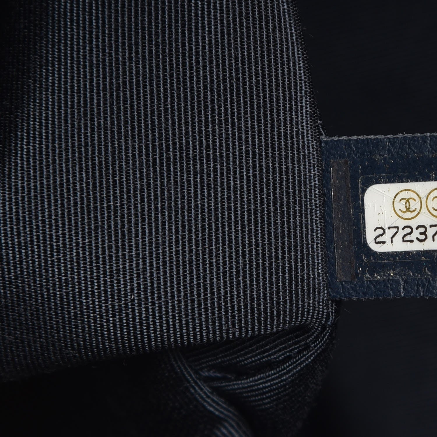 Chanel Grained Calfskin Lambskin CC Drawstring Bag Black Dark Blue 7 of 8