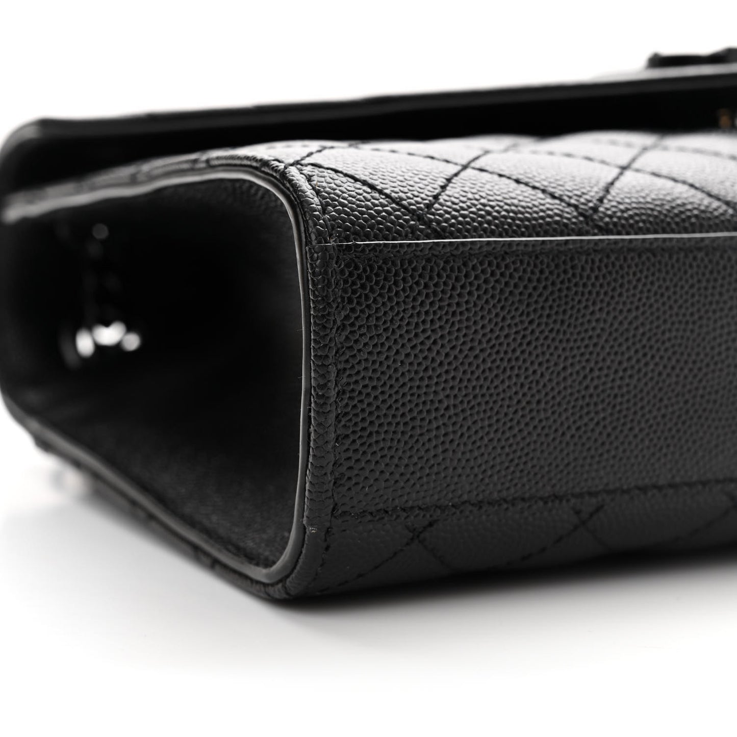 Grain De Poudre Textured Mixed Matelasse Triquilt Medium Monogram Monochrome Satchel Black