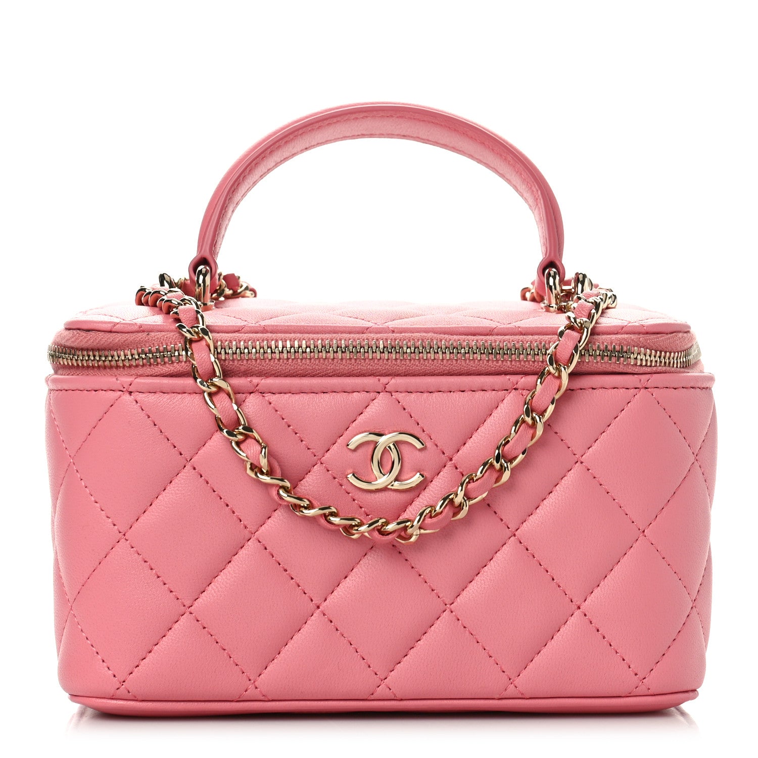 Chanel Lambskin Quilted Small Top Handle Vanity Case With Chain Pink 1 of 10