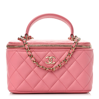 Chanel Lambskin Quilted Small Top Handle Vanity Case With Chain Pink 1 of 10