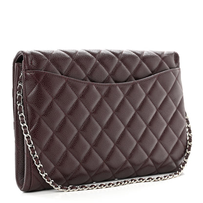 Chanel Caviar Quilted Clutch With Chain Flap Burgundy 3 of 13