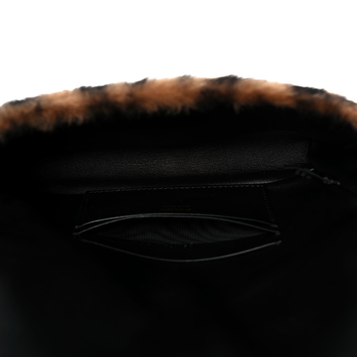 Fendi Shearling Vitello Dolce Macro FF 1974 Mini Baguette Tobacco Black 5 of 9