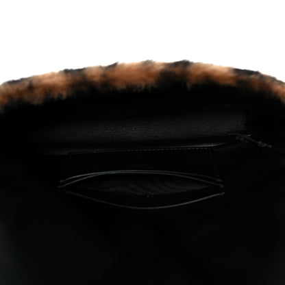 Fendi Shearling Vitello Dolce Macro FF 1974 Mini Baguette Tobacco Black 5 of 9