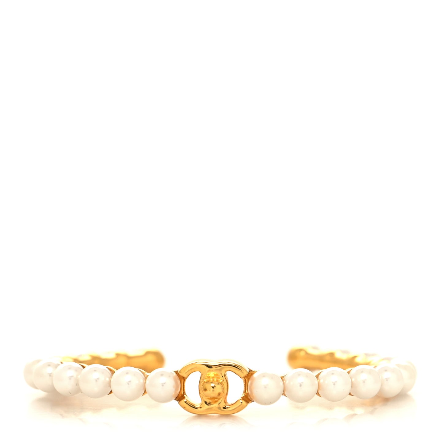 Pearl CC Cuff Bracelet S Gold Pearly White