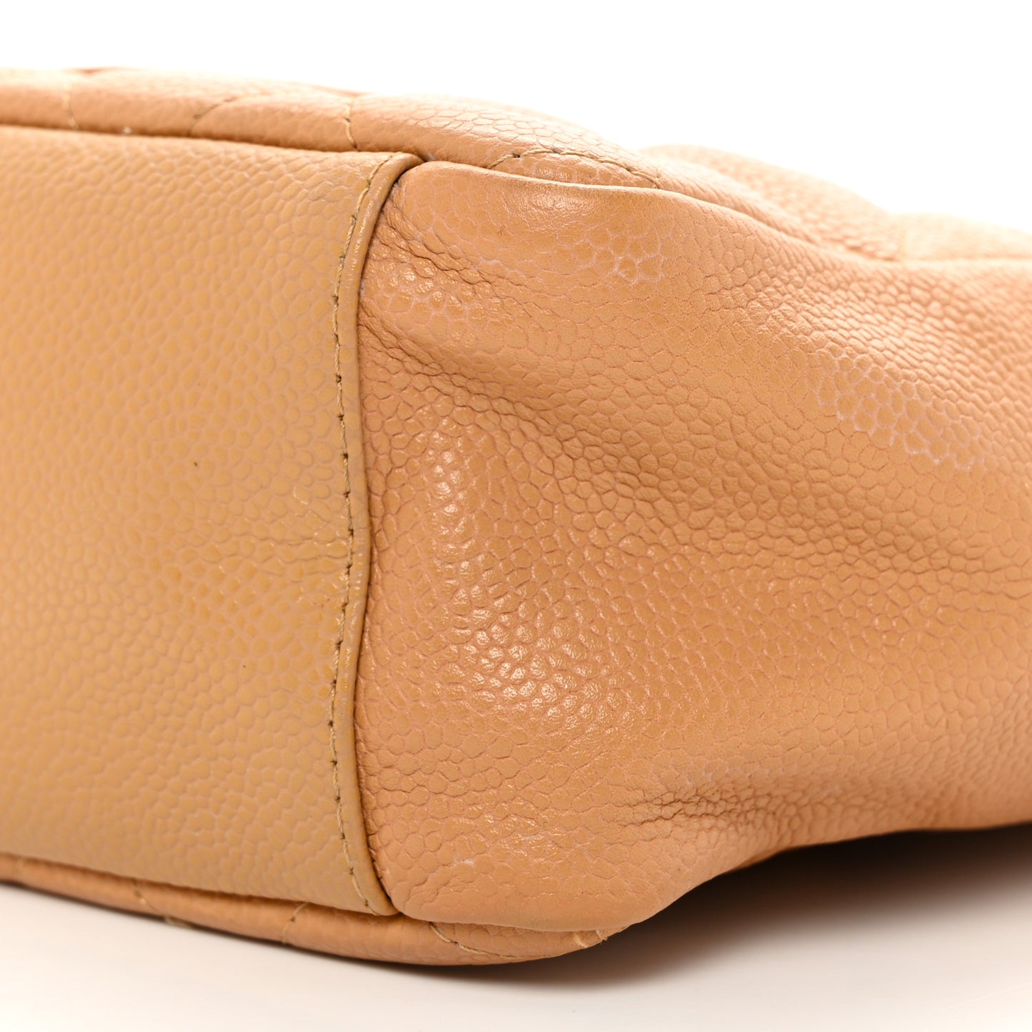 Caviar Quilted Petit Shopping Tote PST Dark Beige