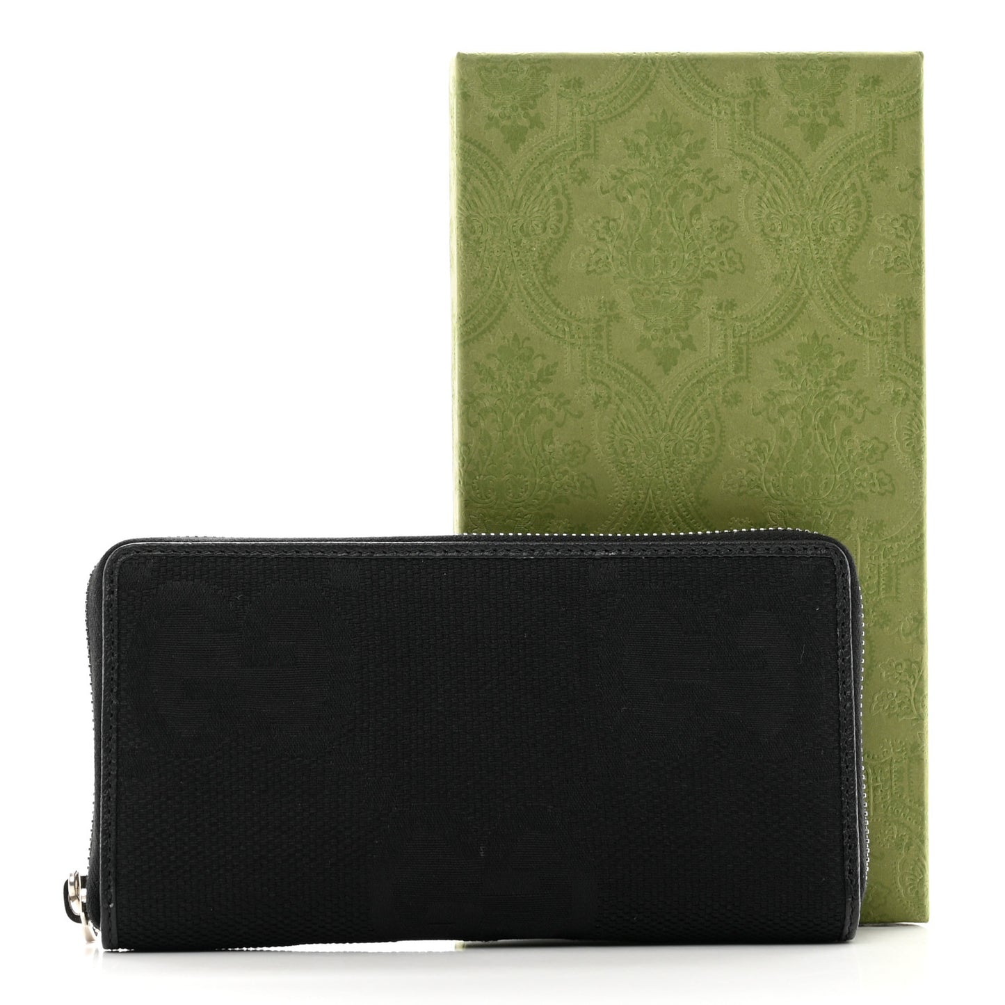 Canvas Monogram Jumbo GG Textured Dollar Calfskin Continental Wallet Black