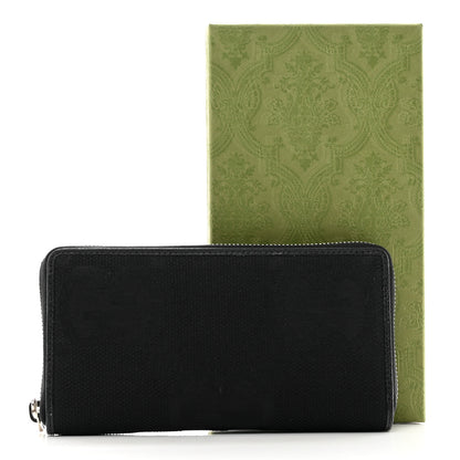 Gucci Canvas Monogram Jumbo GG Textured Dollar Calfskin Continental Wallet Black 8 of 8