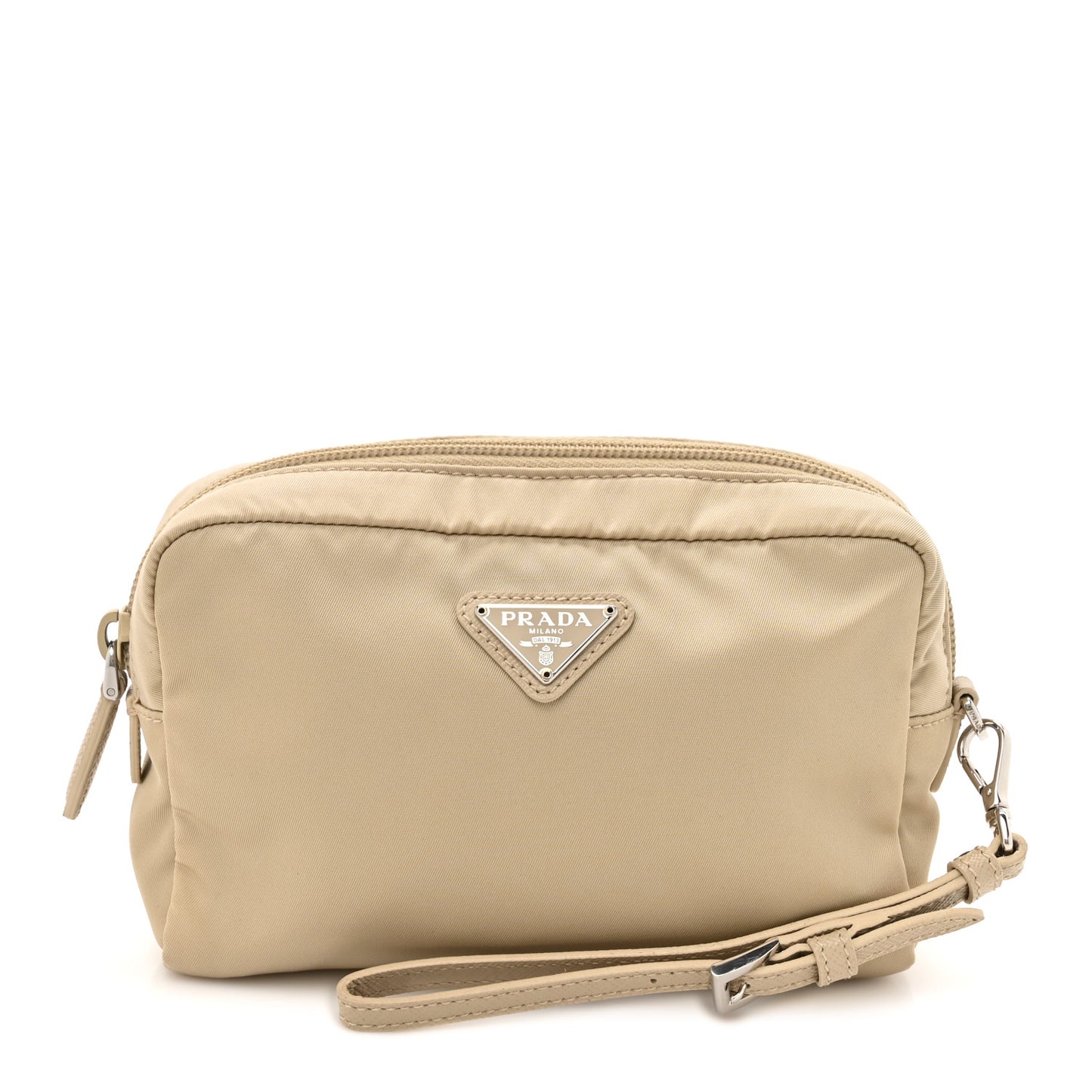 Tessuto Nylon Saffiano Wristlet Cammeo