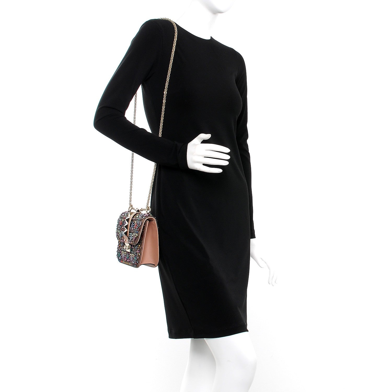 Valentino Garavani Vitello Crystal Embellished Small Glam Lock Rockstud Flap Multicolor 2 of 10