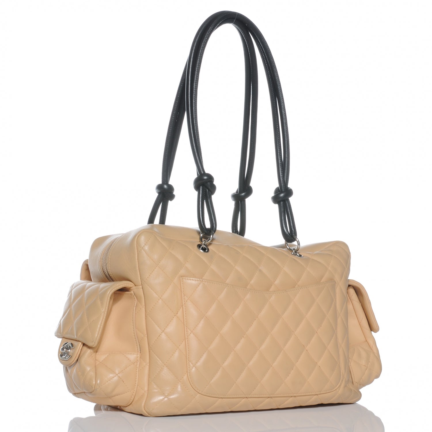 Chanel Calfskin Quilted Large Cambon Multipocket Reporter Beige Black 3 of 7