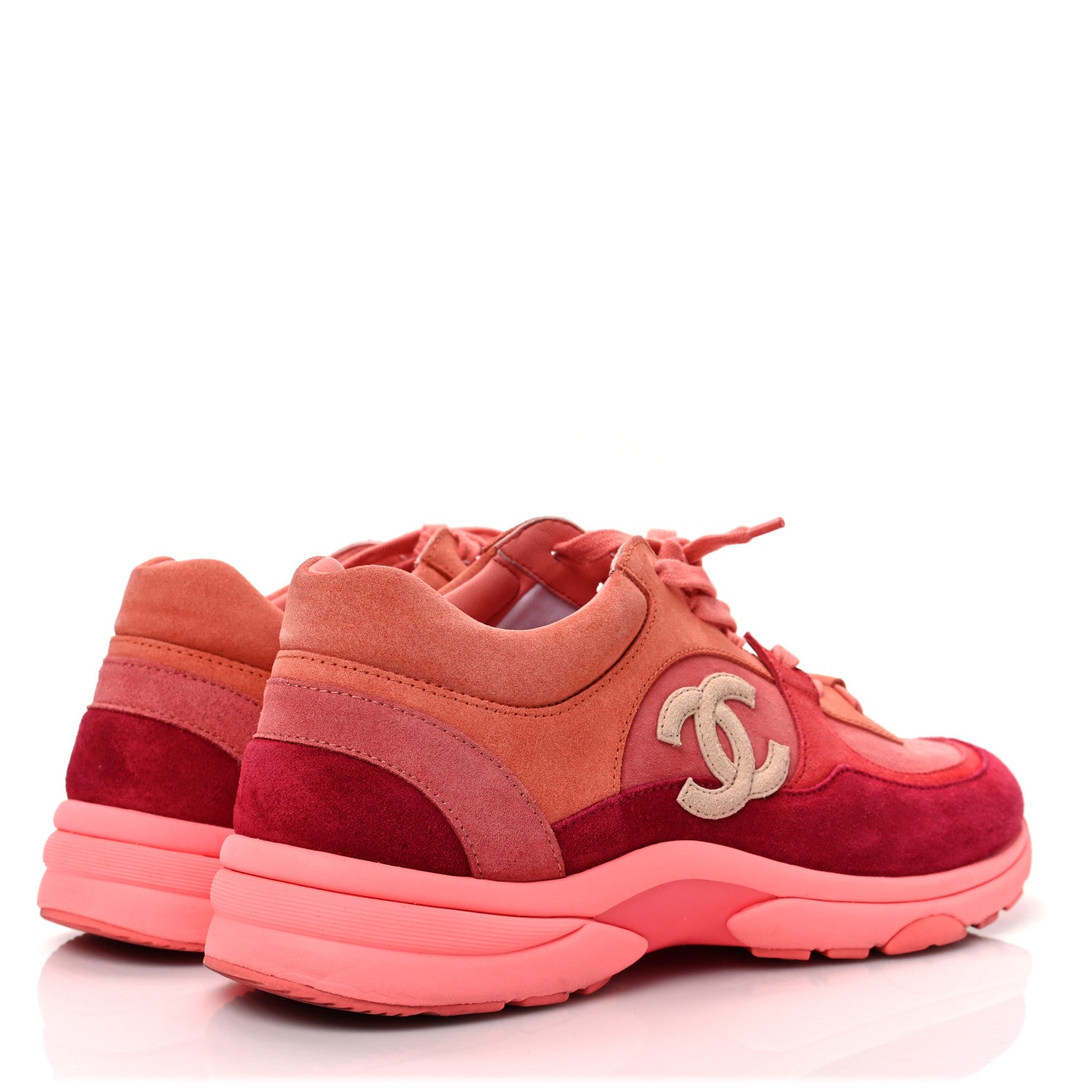 Chanel Kid Suede Calfskin Mens Sneakers 42 Coral 4 of 8