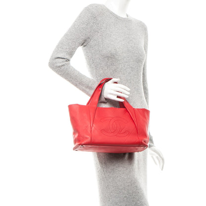 Chanel Calfskin CC Chevron All Day Long Tote Red 2 of 8