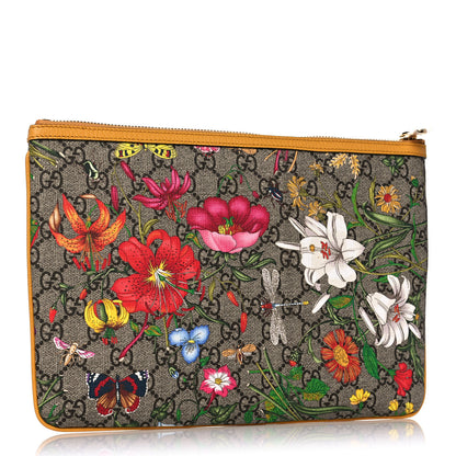 Gucci GG Supreme Monogram Flora Large Ophidia Pouch Clutch Beige Multicolor Crop 3 of 10